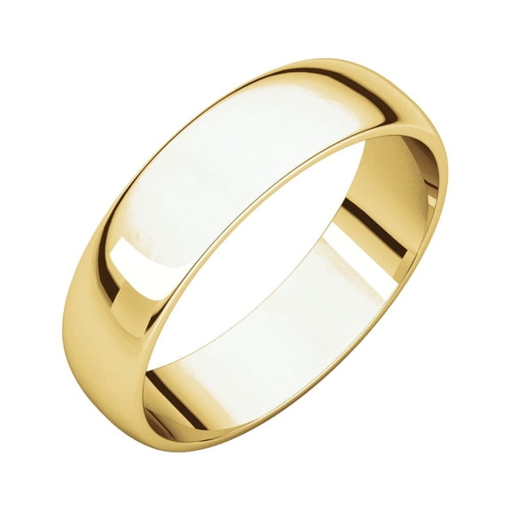 Jewels By Lux 14K Yellow Gold 5mm Half Round Light Bridal Wedding Ring Band Size 7