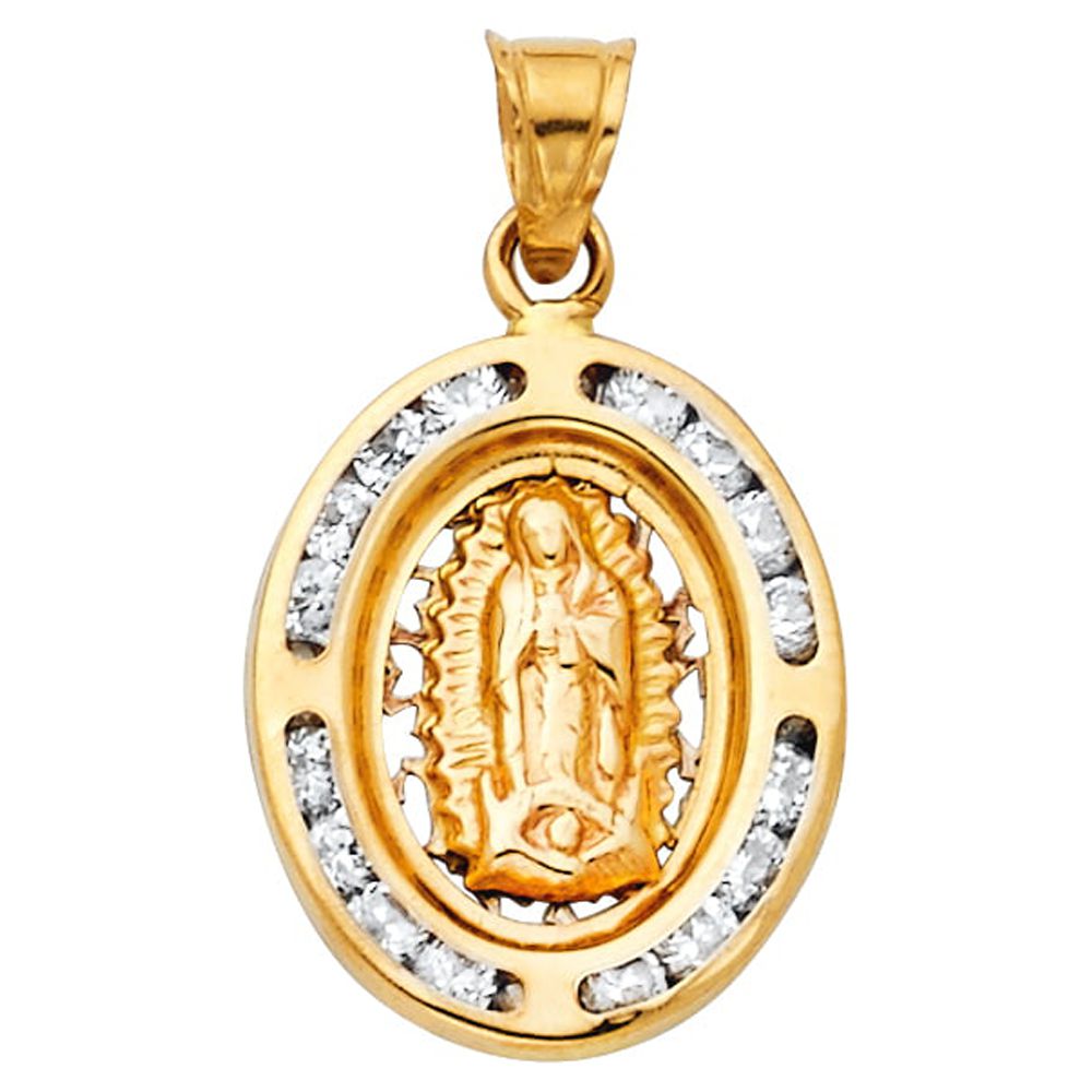 Jewels By Lux 14K Yellow Gold Cubic Zirconia CZ Virgen De Our Lady of ...