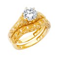 thumbnail image 1 of Jewels By Lux 14K Yellow Gold Cubic Zirconia CZ Wedding Band and Engagement Bridal Ring Two Piece Set Size 6, 1 of 1
