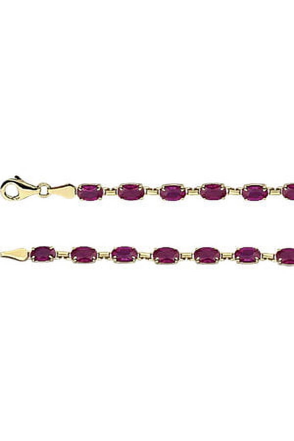 14K Yellow Gold Lab-Grown Ruby 7.25" Bracelet