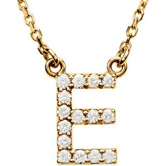 Jewels By Lux 14K Yellow Gold Letter "E" 1/6 CTW Diamond 16" Necklace