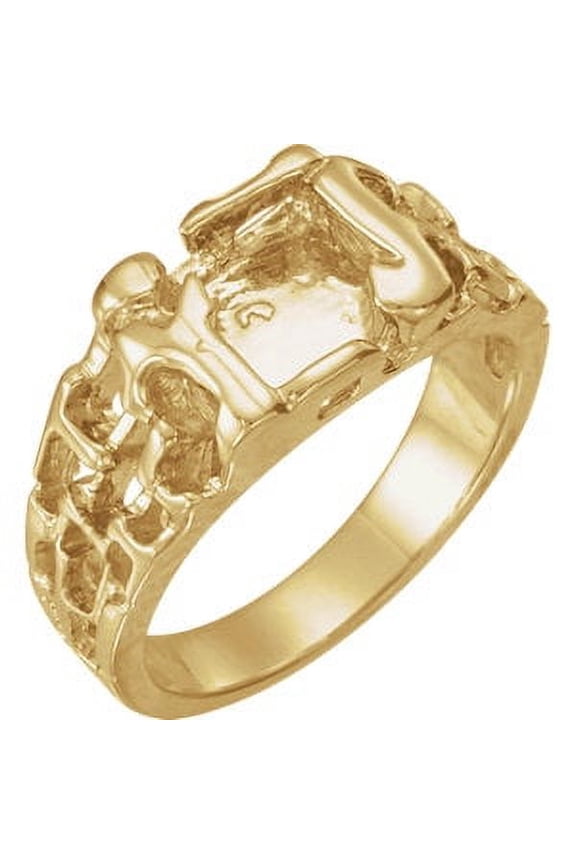 14K Yellow Gold Nugget Ring Mounting Size 11