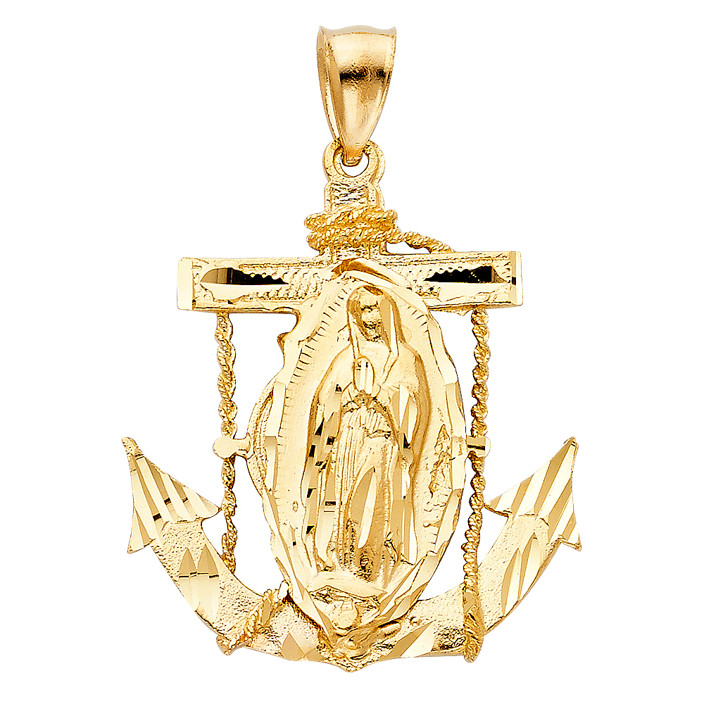 Jewels By Lux 14K Yellow Gold Our Lady Of Guadalupe Virgin Mary Pendant ...
