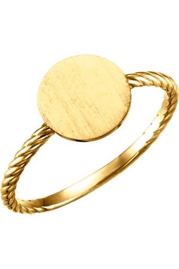 14K Yellow Gold Round Engravable Rope Ring