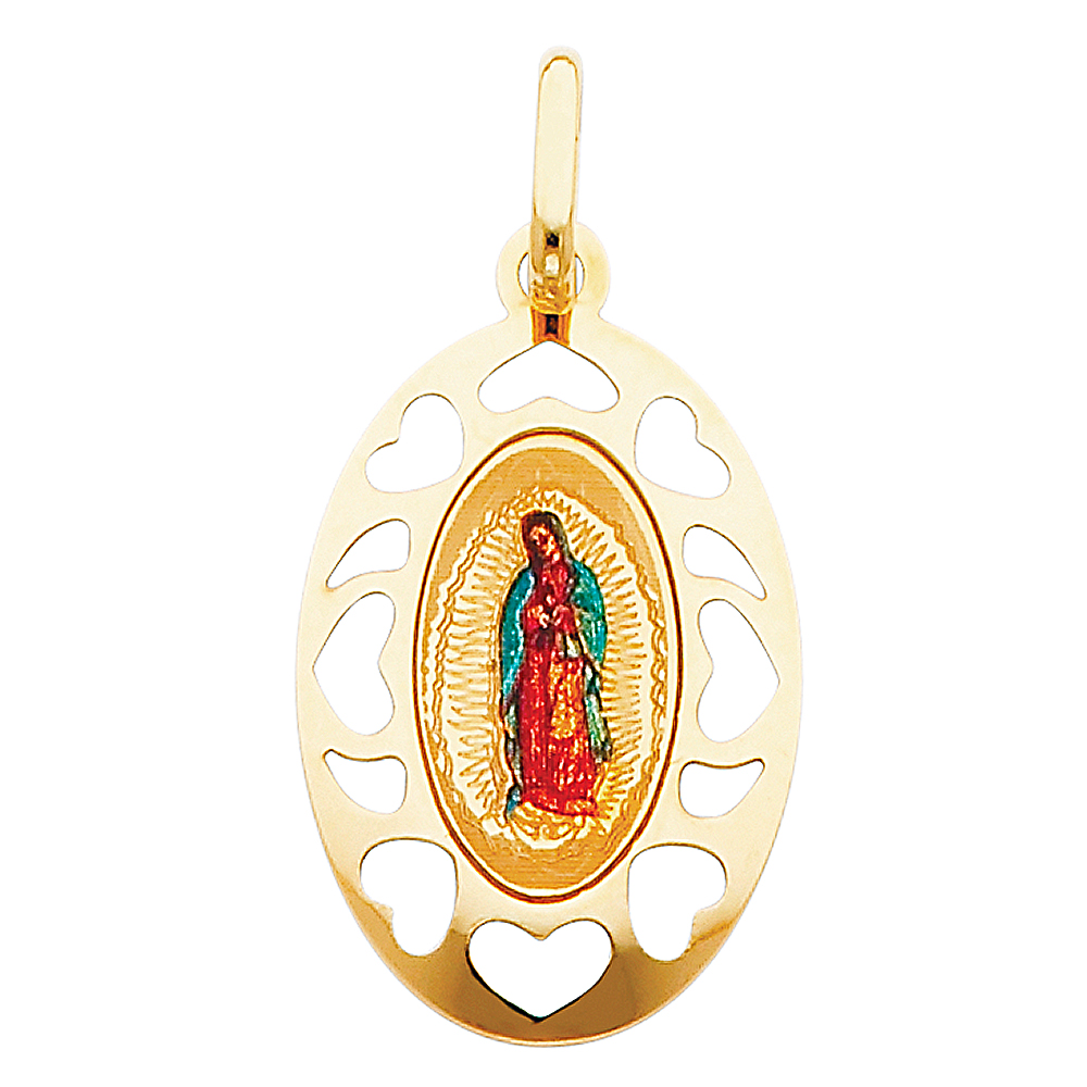 Jewels By Lux 14K Yellow Gold Virgen De Our Lady of Guadalupe Virgin ...