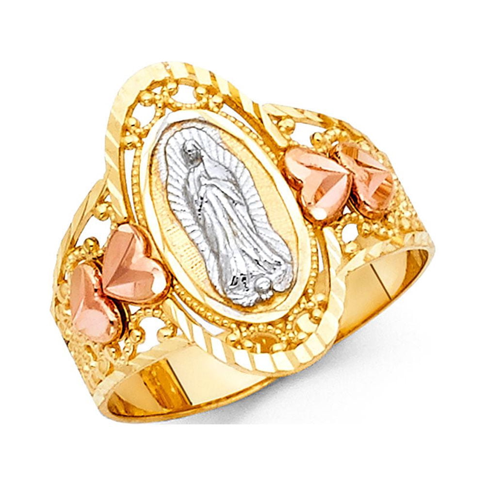 Jewels By Lux 14K Yellow White and Rose Three Color Gold Our Lady of ...