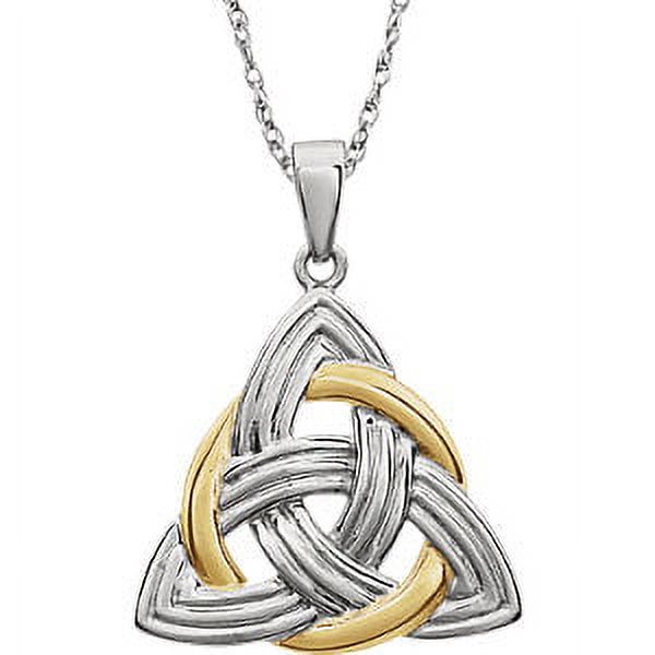 14k Two-Tone Gold Claddagh Cross Pendant – White & Yellow Gold, Irish Religious Jewelry
