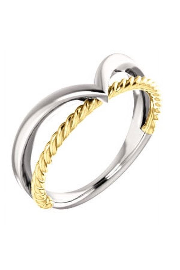 14K Yellow and White Two Tone Gold Negative Space Rope Ring