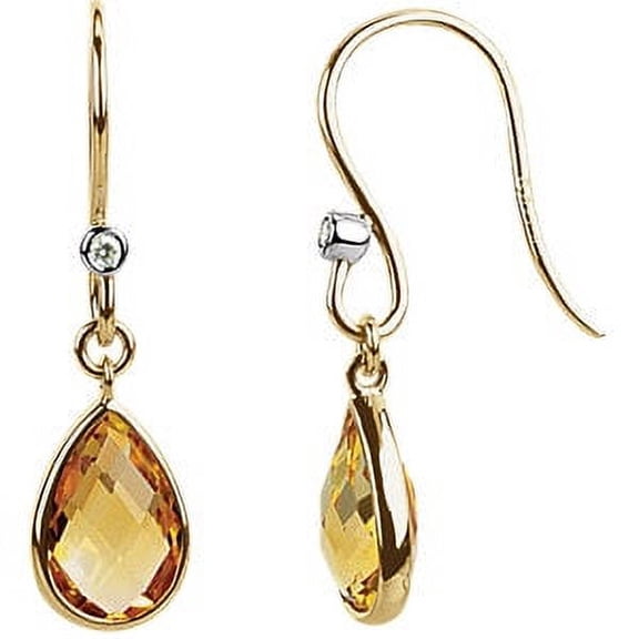 Jewels By Lux 14Ky Pair .02 Ct Tw/9X6 mm P Gen Cit & Dia Er W/Rho Pl