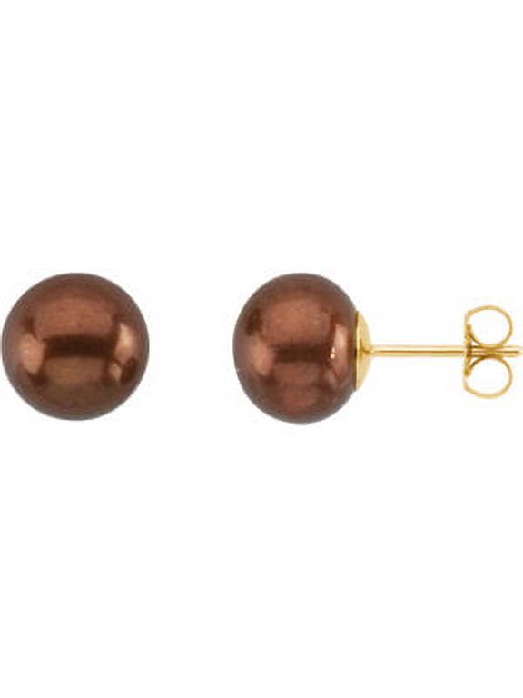 14Ky Pair 09.00 - 09.50 mm P Frewtr Dyed Choc Cult Prl Earr