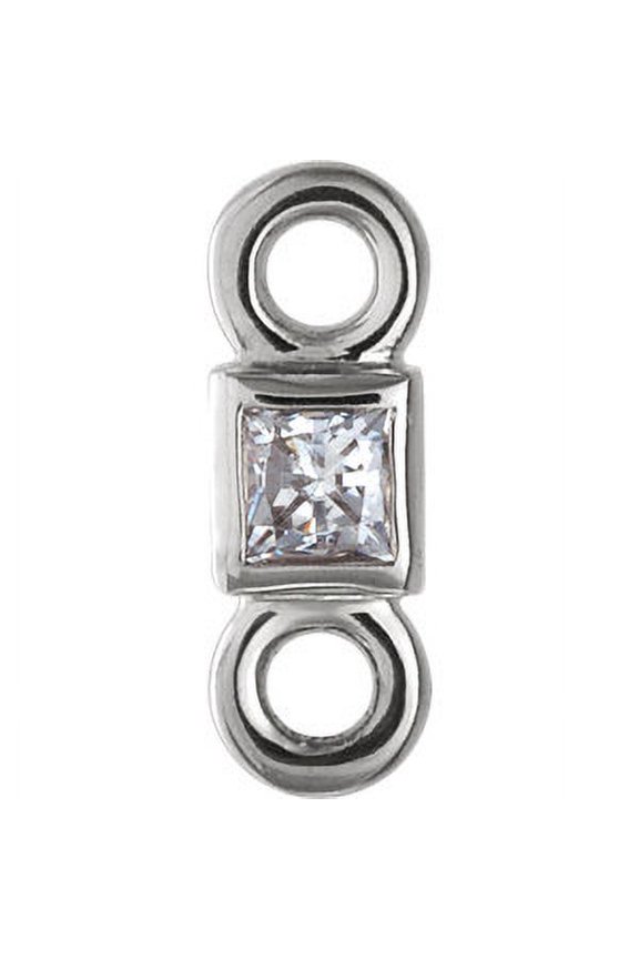 14k White Gold .025 CTW Diamond Pre-set Square Micro Bezel Link