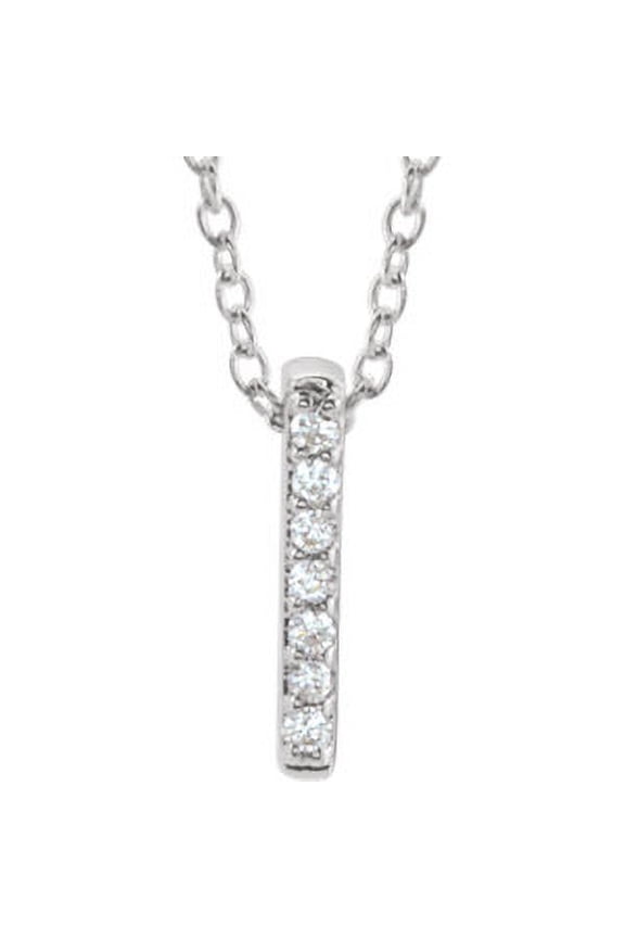 14k White Gold .05 CTW Diamond Bar 16-18" Necklace