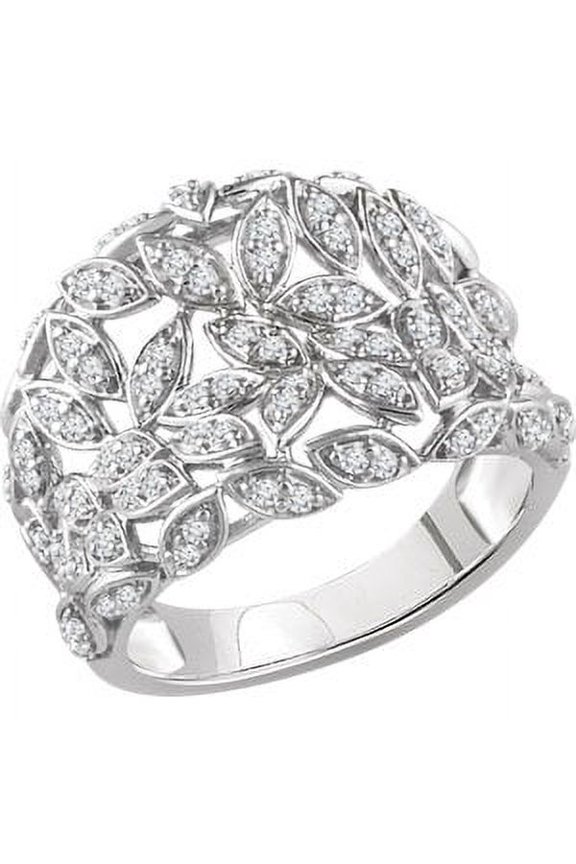 14k White Gold 1/2 CTW Diamond Leaf Ring Size 7