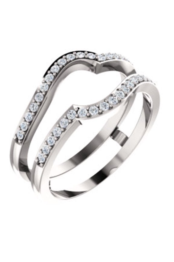 14k White Gold 1/4 CTW Diamond Ring Guard Size 7