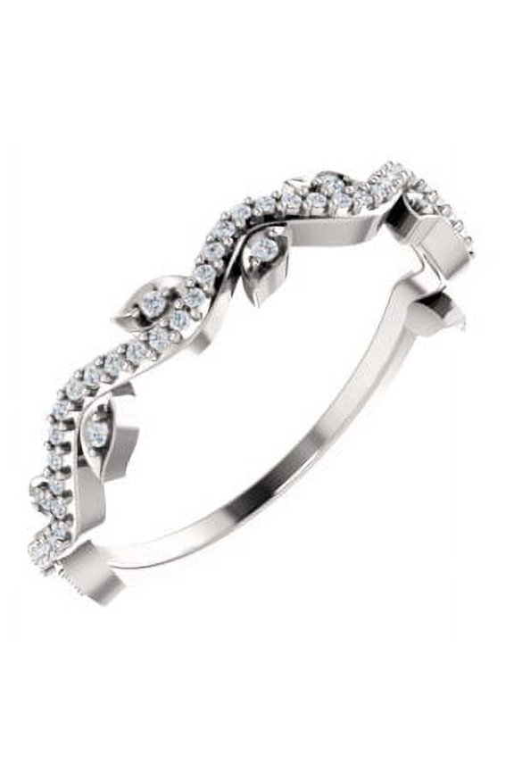 14k White Gold 1/6 CTW Diamond Leaf Ring