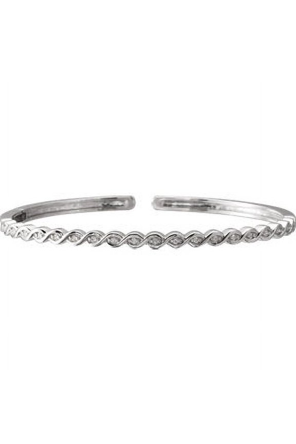 14k White Gold 1/6 CTW Diamond Stackable Bangle Bracelet