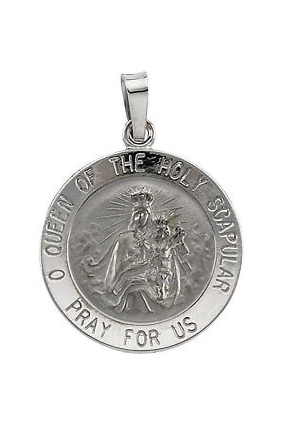 14k White Gold 18mm Round Scapular Medal