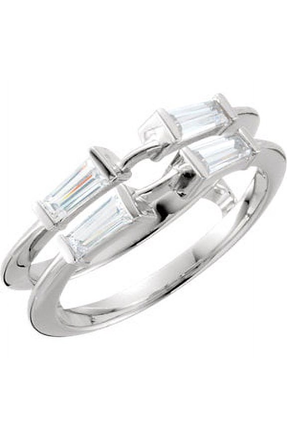 14k White Gold 3/8 CTW Diamond Ring Guard Size 7