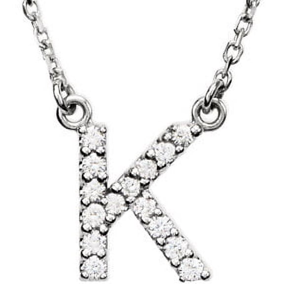 Jewels By Lux 14k White Gold Letter "K" 1/8 CTW Diamond 16" Necklace