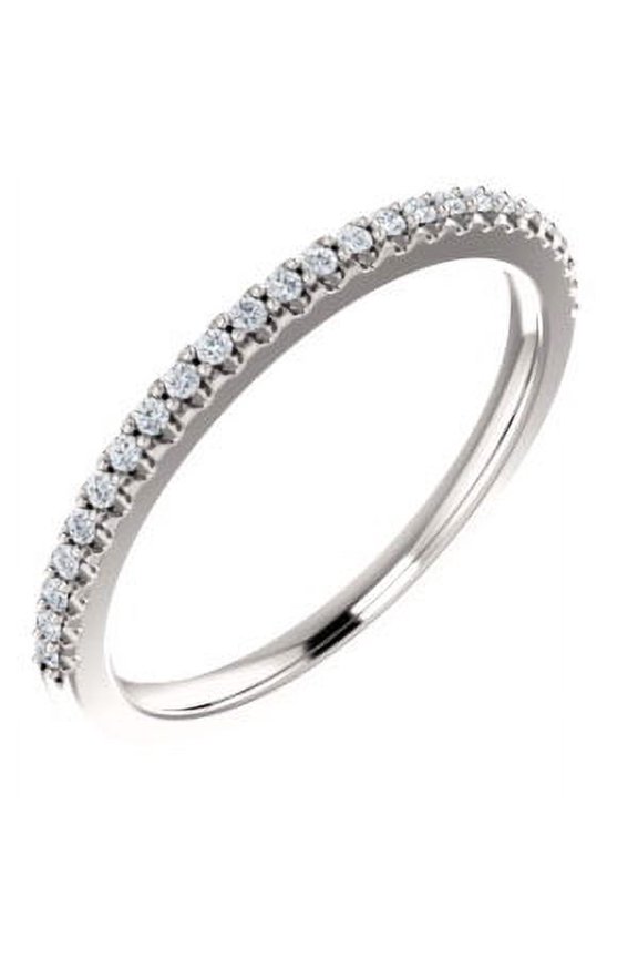 14k White Gold Polished 1/8 CTW Diamond Anniversary Band Size 7