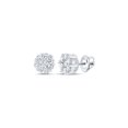 thumbnail image 1 of Jewels By Lux 14k White Gold Womens Round Diamond Flower Cluster Stud Earrings 1.00 Cttw In Cluster Setting (I2-I3 clarity; I-J color), 1 of 1