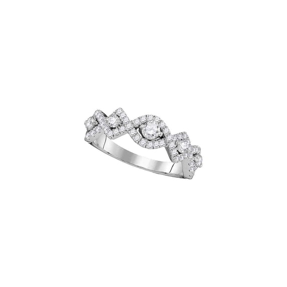 Jewels By Lux 14kt White Gold Womens Round Diamond Woven Band Ring 7/8 Cttw In Pave Setting (I1-I2 clarity; I-J color)