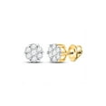 thumbnail image 1 of Jewels By Lux 14kt Yellow Gold Womens Round Diamond Flower Cluster Earrings 1/4 Cttw In Cluster Setting (I2-I3 clarity; I-J color), 1 of 1