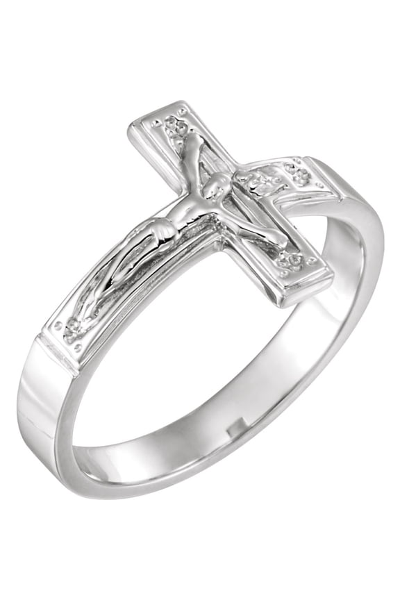 925 Stamped Sterling Silver Men's Crucifix Chastity Ring Size 10