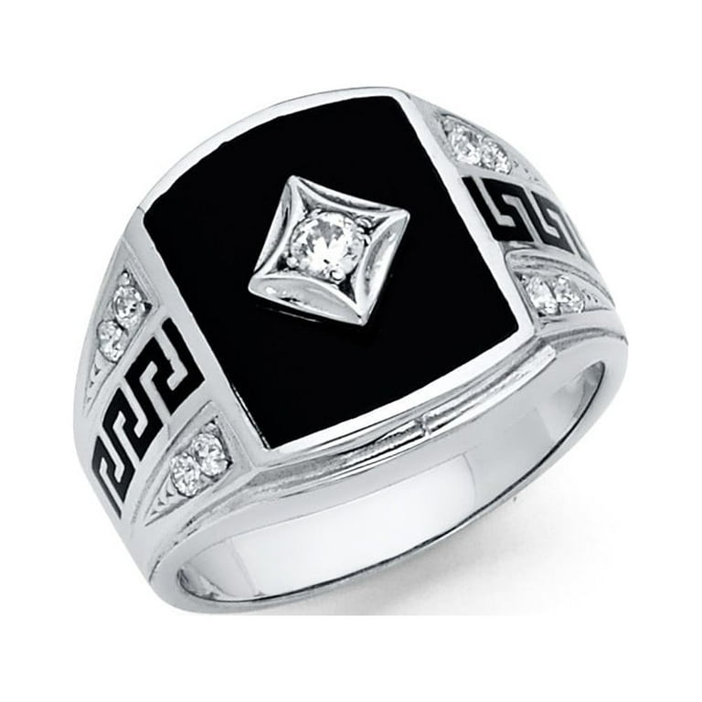 Aotiwe Silver Rings for Men, Cubic Zirconia Ring Men Wide