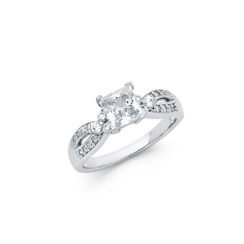 Jewels By Lux 925 Sterling Silver Princess Cut Square Cubic Zirconia CZ ...