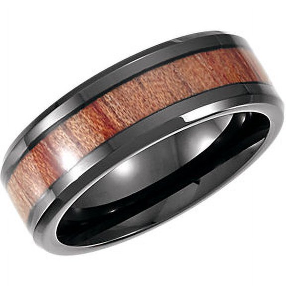 Jewels By Lux Cobalt 8mm Design Band with Rosewood Inlay Size 13.5