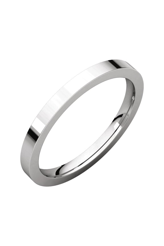 Platinum 2mm Flat Comfort Fit Bridal Wedding Ring Band Size 7