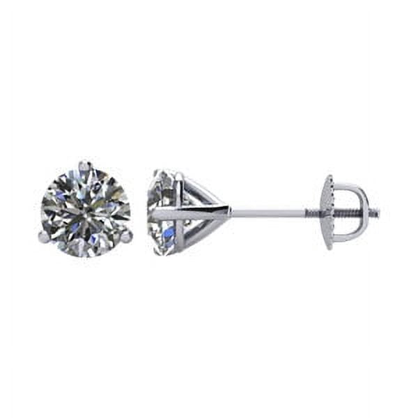 Jewels By Lux Set 14k White Gold Diamond 5 mm 1 CTW Threaded Pair Polished Diamond Earrings With Backs