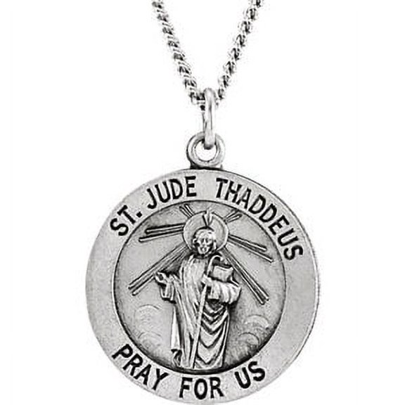 Jewels By Lux Sterling Silver 18mm Round St. Jude Thaddeus Medal 18" Necklace