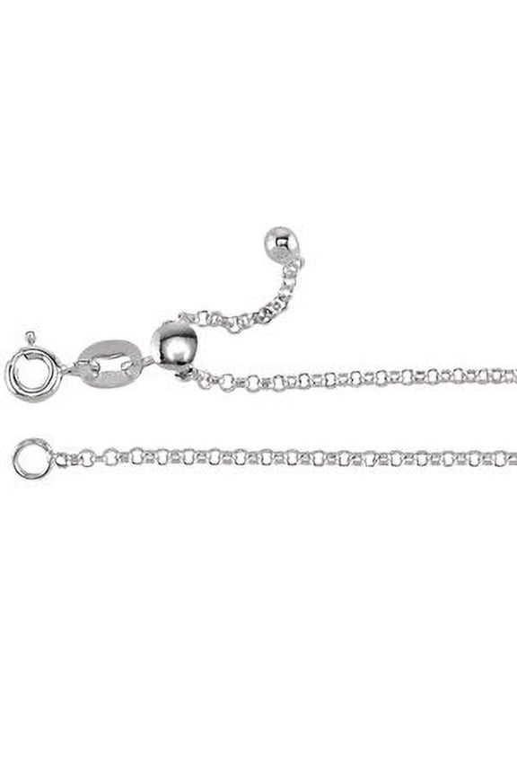 Sterling Silver 22 In Adjustable Rolo Chain