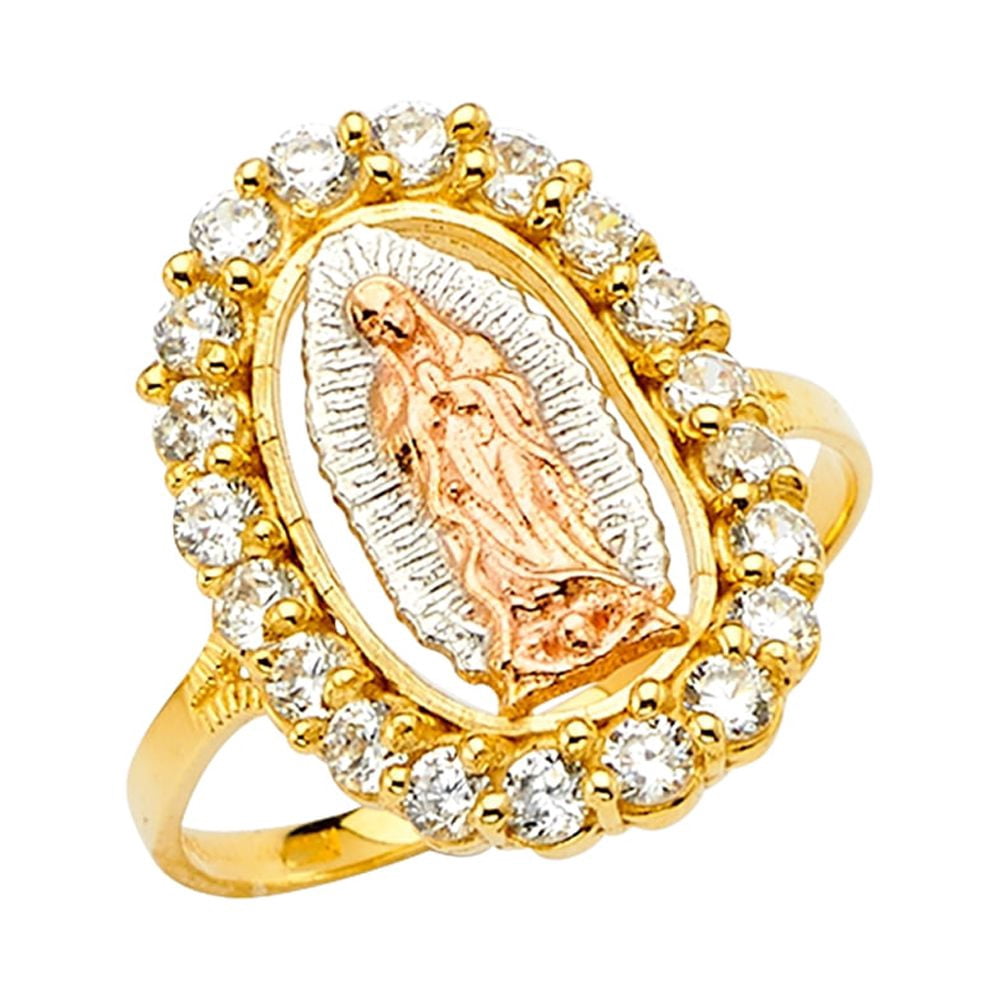 Jewels By Lux14K Yellow White and Rose Three Color Gold Our Lady of ...