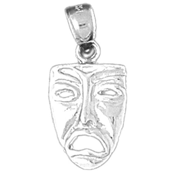 Jewels Obsession Sterling Silver 3D Drama Mask, Cry Later Pendant