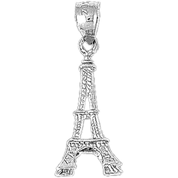 Jewels Obsession Sterling Silver 3D Eiffel Tower Pendant