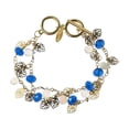 thumbnail image 1 of Elegant Opal Quartz Charm Bracelet with Blue Crystal Beads and Gold Tone Leaf Charms Jewelry Necklace Bracelet Gold, 1 of 7