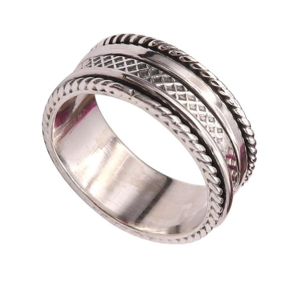 JewelsTrezoro Sterling Silver 925 Spinner Ring Meditation Ring Men Women Handmade Ring All Sizes Gift Item Jewelry TSR05A (US-9)