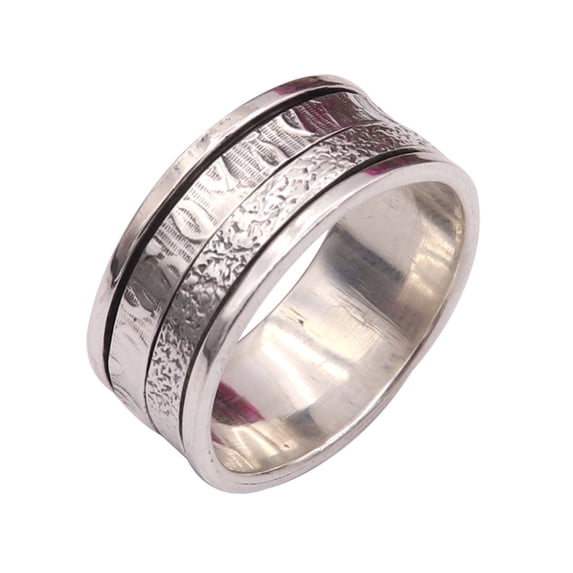 JewelsTrezoro Sterling Silver 925 Spinner Ring Meditation Ring Men Women Handmade Ring All Sizes Gift Item Jewelry TSR06A (US-4.5)