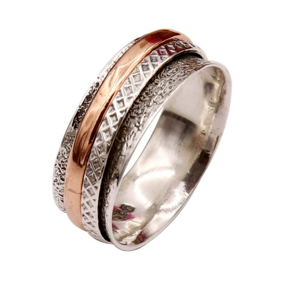 JewelsTrezoro Sterling Silver 925 Spinner Ring Meditation Ring Men Women Handmade Ring All Sizes Gift Item Jewelry TSR07A (US-3)