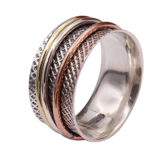 JewelsTrezoro Sterling Silver 925 Spinner Ring Meditation Ring Men Women Handmade Ring All Sizes Gift Item Jewelry TSR11A (US-7)