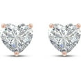 thumbnail image 1 of JewelsYard JewelsYard Created Heart Shape White Diamond Real 925 Sterling Silver 14K Rose Gold Plated Beautiful Stud Earring for Women, 1 of 1