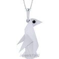 thumbnail image 1 of JewelsYard Created Round Cut Black Diamond 925 Sterling Silver 14K White Gold Finish Penguin Pendant Necklace For Women, 1 of 1