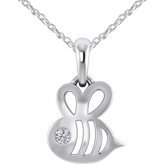 JewelsYard Created Round Cut Diamond Insect Honey Bee Pendant Necklace for Women In 925 Silver with 14k Yellow Gold plating