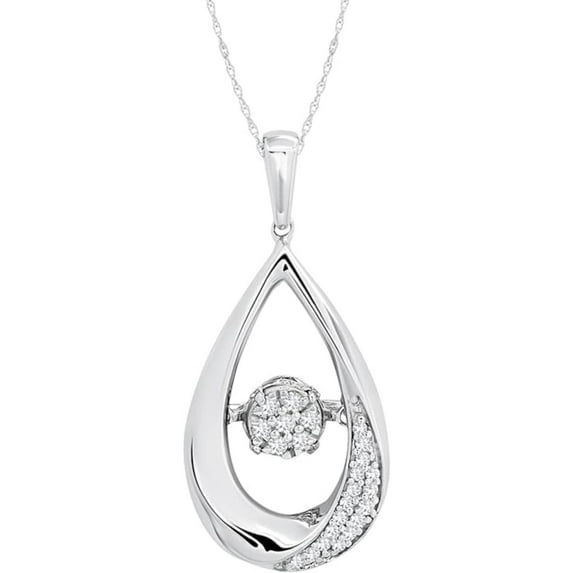 JewelsYard Created Round Cut White Diamond Real 925 Sterling Silver 14K White Gold Finish Diamond Jewelry for Women Pendant Necklace Gift for Women