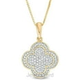 thumbnail image 1 of JewelsYard Created Round Cut White Diamond Real 925 Sterling Silver 14K Yellow Gold Plated Beautiful Clover Clover Pendant Necklace Gift for Women, 1 of 1