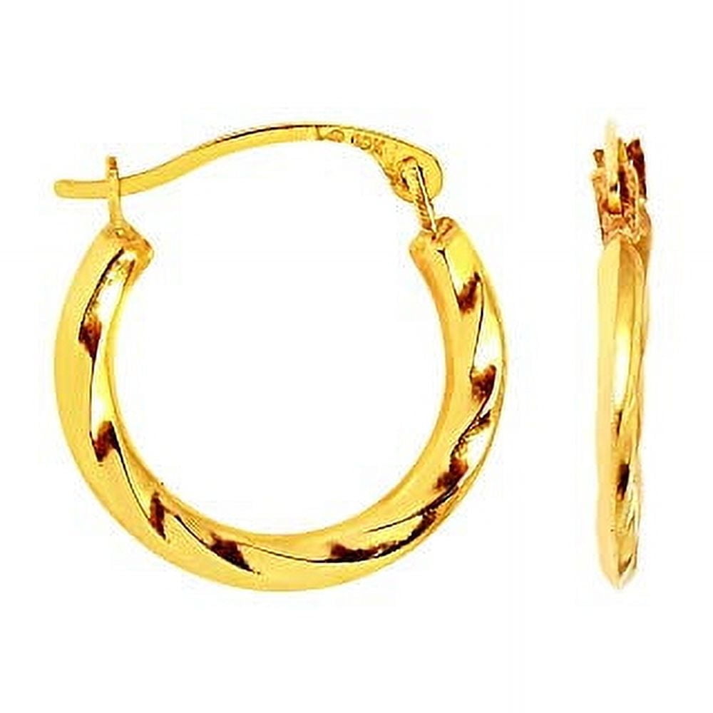 JEWELSTOP DESIGNER JEWELRY FOR LESS Jewelstop 10K Yellow Gold Lite Twisted Round Hoop Fancy Earrings