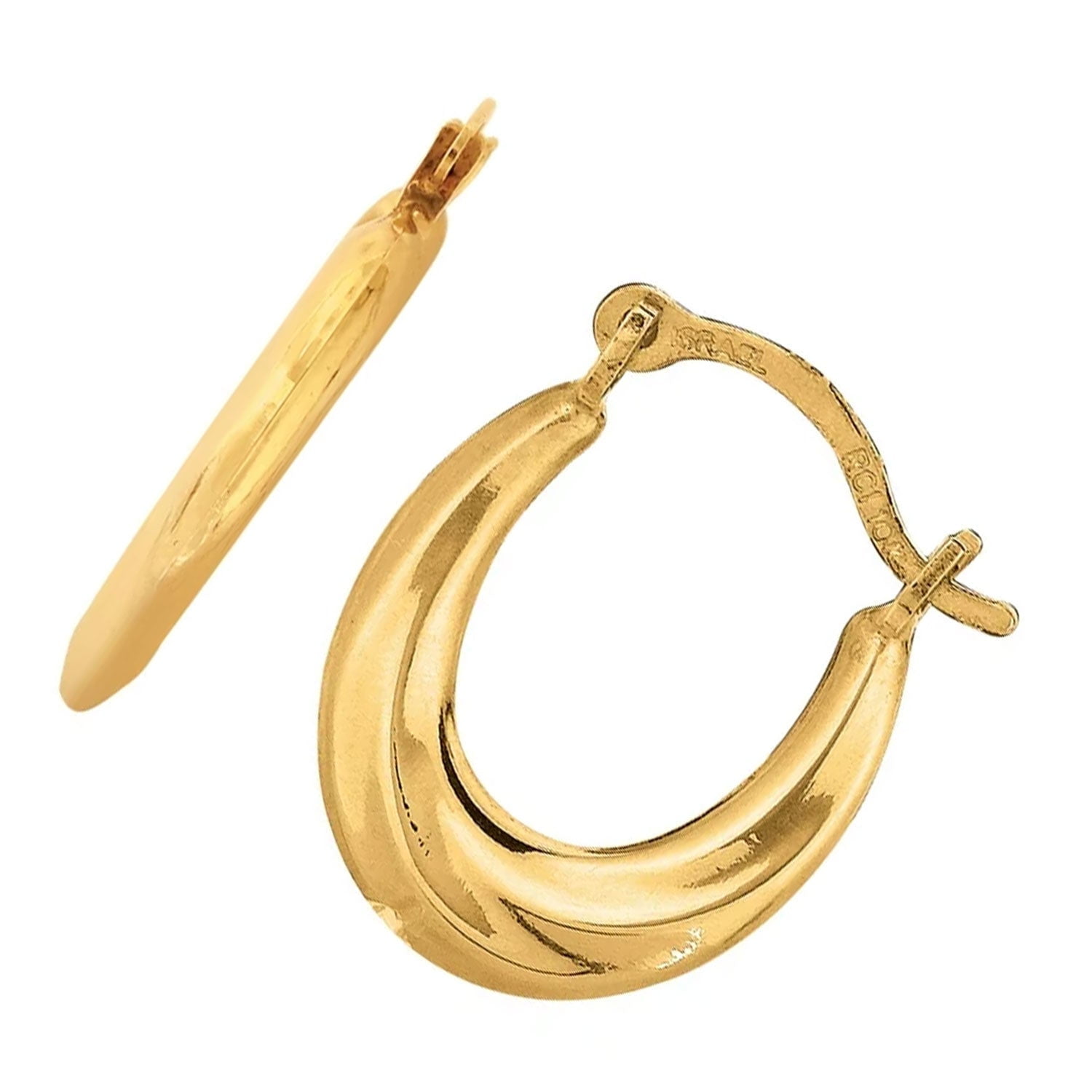 JEWELSTOP DESIGNER JEWELRY FOR LESS Jewelstop 10K Yellow Gold Shiny Oval Shape Small Hoop Earrings
